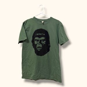 Gildan Shirt Mens Large Olive Green Monkey Face Graphic Softstyle Cotton